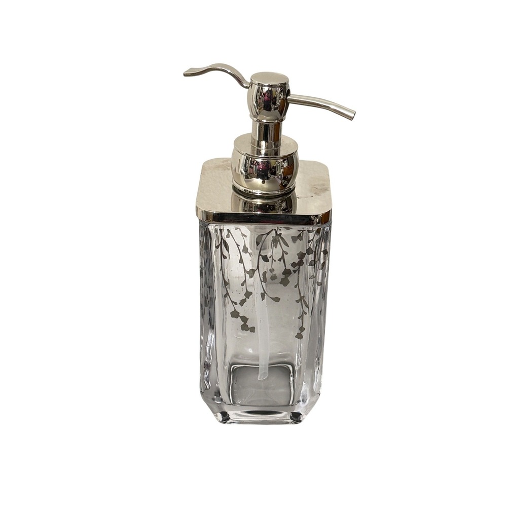 Hotel Firenze Soap Dispenser Clear Floral Oil Rubbed Bronze Glass